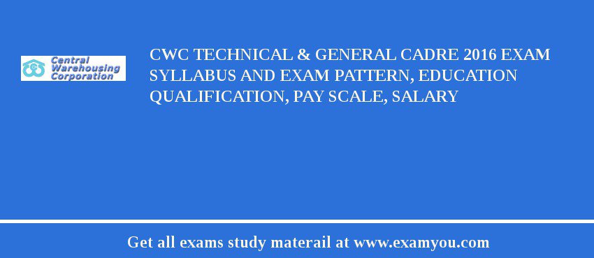 CWC Technical & General Cadre 2020 Exam Syllabus And Exam Pattern, Education Qualification, Pay scale, Salary