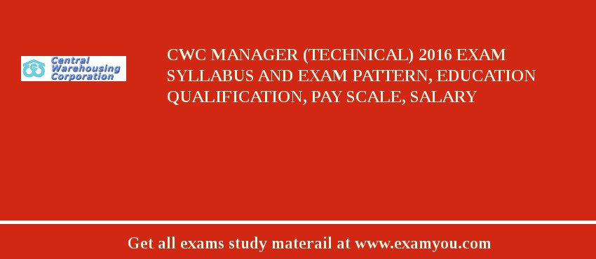 CWC Manager (Technical) 2020 Exam Syllabus And Exam Pattern, Education Qualification, Pay scale, Salary