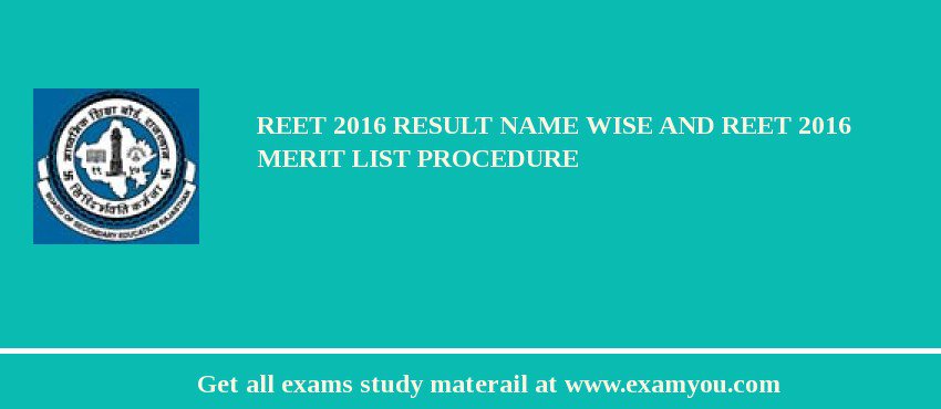 REET 2020 Result Name Wise and REET 2020 Merit List Procedure