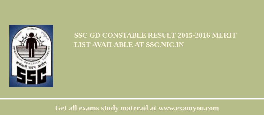 SSC GD Constable Result 2020-2016 Merit List Available at ssc.nic.in