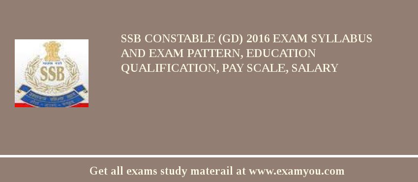 SSB Constable (GD) 2020 Exam Syllabus And Exam Pattern, Education Qualification, Pay scale, Salary